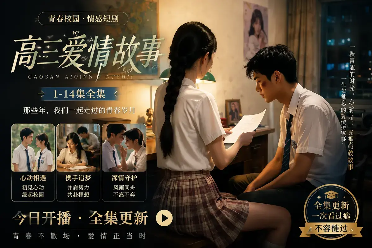 《B中爱情故事》18集全上线-未删减中字版完整剧情梳理-高三爱情故事资源下载-黄果短剧AI青春疼痛